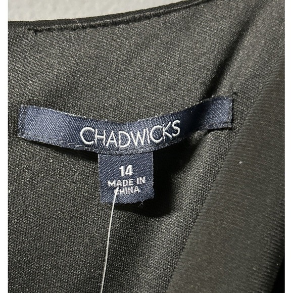 Chadwick's Women's 14 Black Midi Dress Body Shaper Slip Empire Waist Zipper - Picture 3 of 16